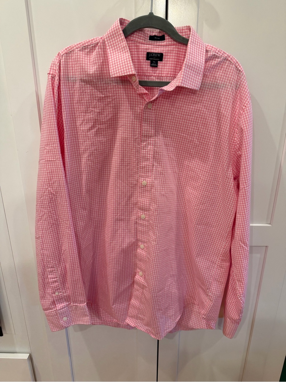J. Crew Pink Gingham Long-Sleeve Button-Down Shirt